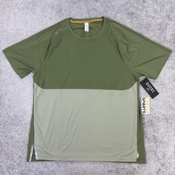Rhone Extra Mile Shirt Mens Large Green Athletic Performance Tee UPF 50+ - Picture 1 of 11